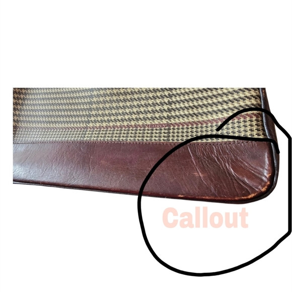 Ralph Lauren Elegant Brown Houndstooth Shoulder Bag Vintage 9"H 11-1/2"W 3"D - Picture 8 of 13